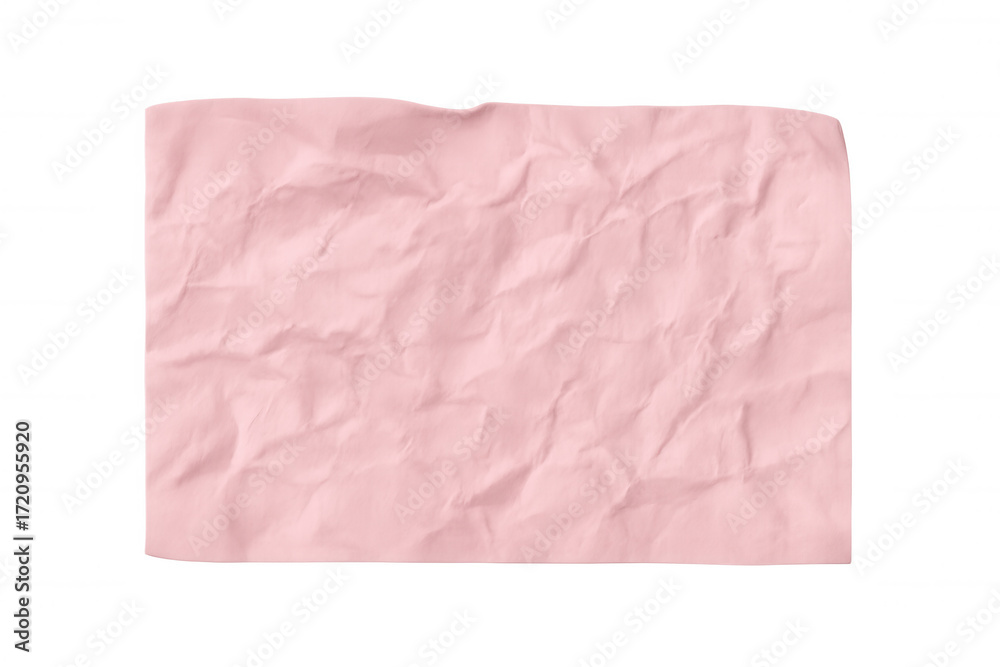 Obraz premium Crumpled pink paper sheet texture closeup with wrinkled surface for backgrounds and copy space on transparent background