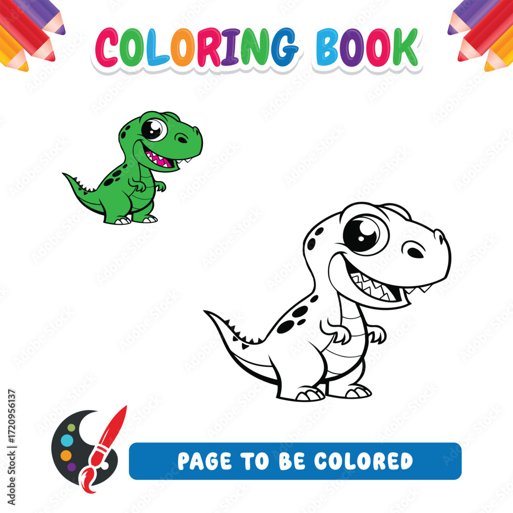 Fototapeta premium Coloring book for kids, dinosaur vector