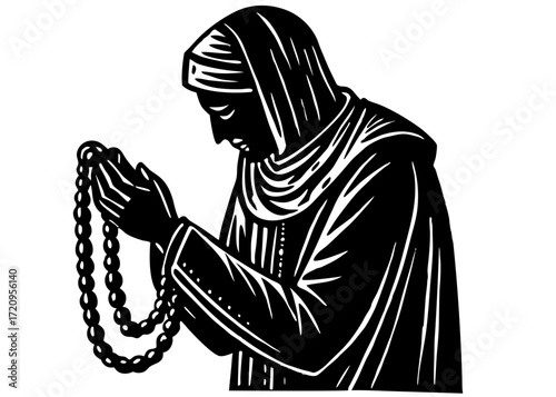Man with Tasbih Silhouette, Islamic Worship Religion SVG, PNG