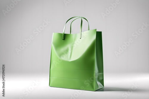 green shopping bag on white background