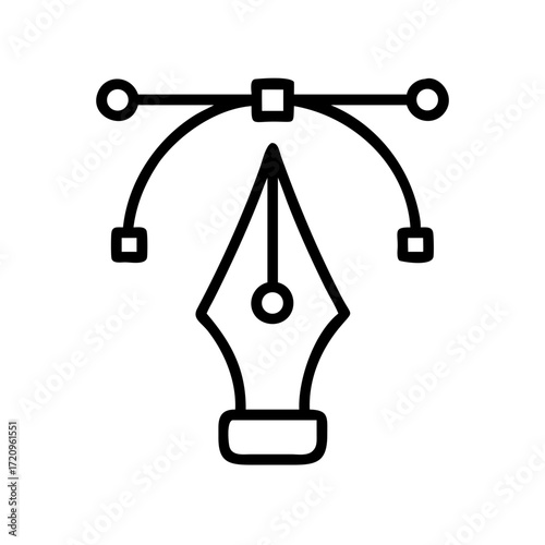 Scalable vector icon illustrating a pen tool nib creating a smooth path