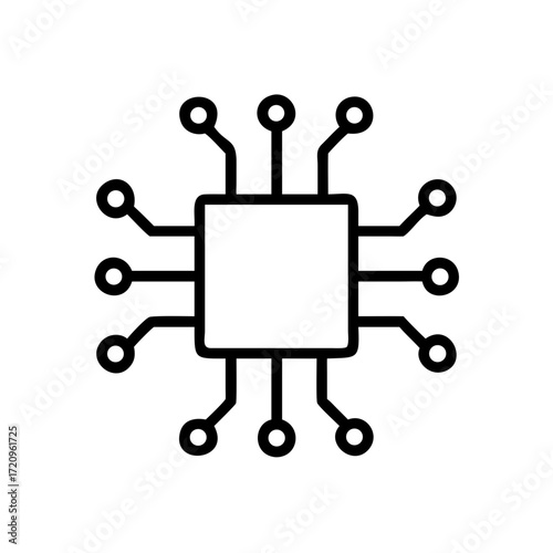 Modern network processor chip vector illustration scalable technology icon computer hardware design