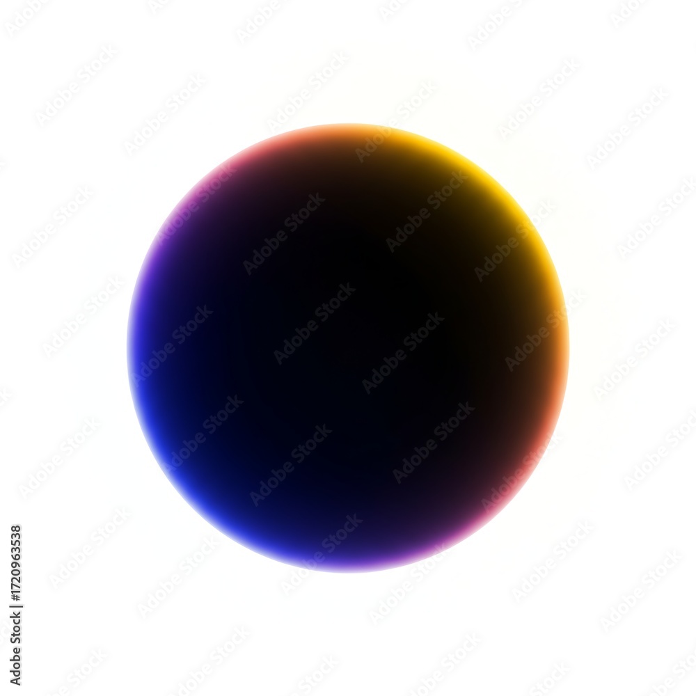 Fototapeta premium Abstract Sphere with Colorful Glow Isolated on White Background