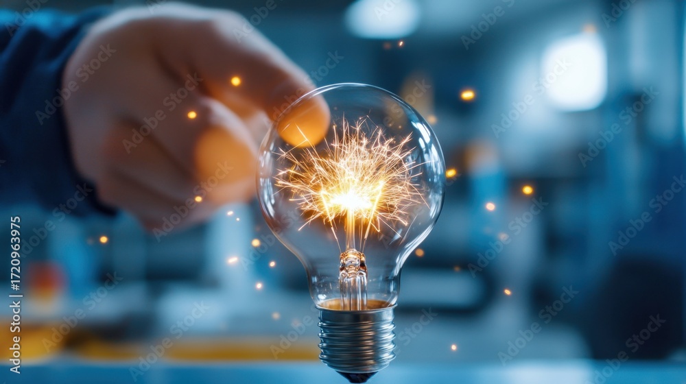 custom made wallpaper toronto digitalSparks fly around a bulb as electric current energizes a bright idea in motion