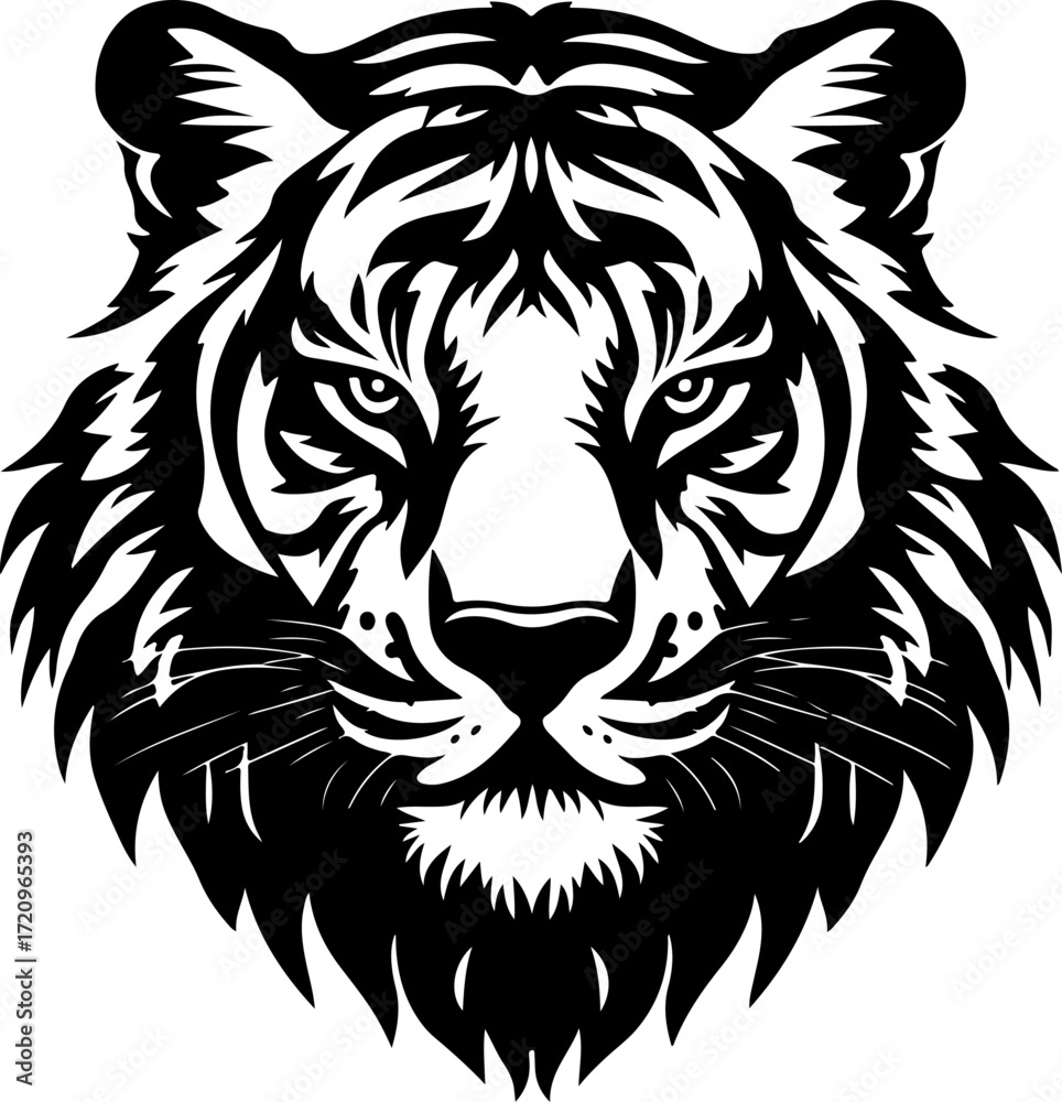 Obraz premium Tiger Head silhouette vector illustration