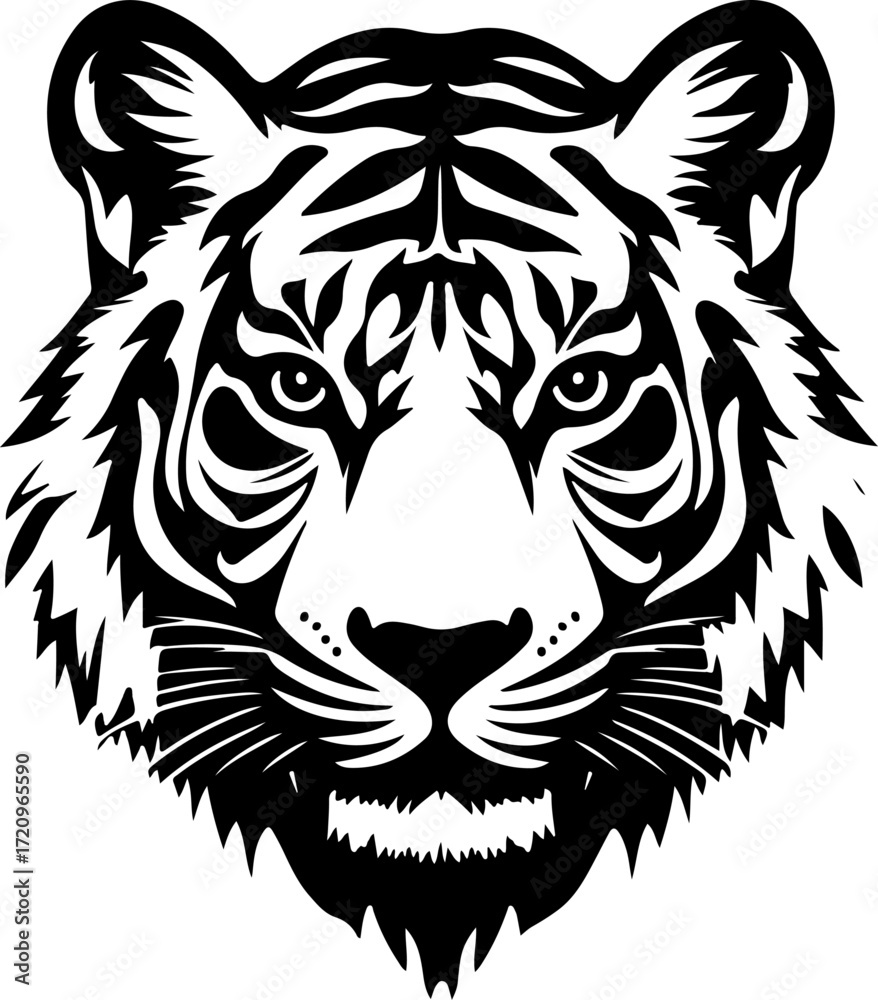Fototapeta premium Tiger Head silhouette vector illustration