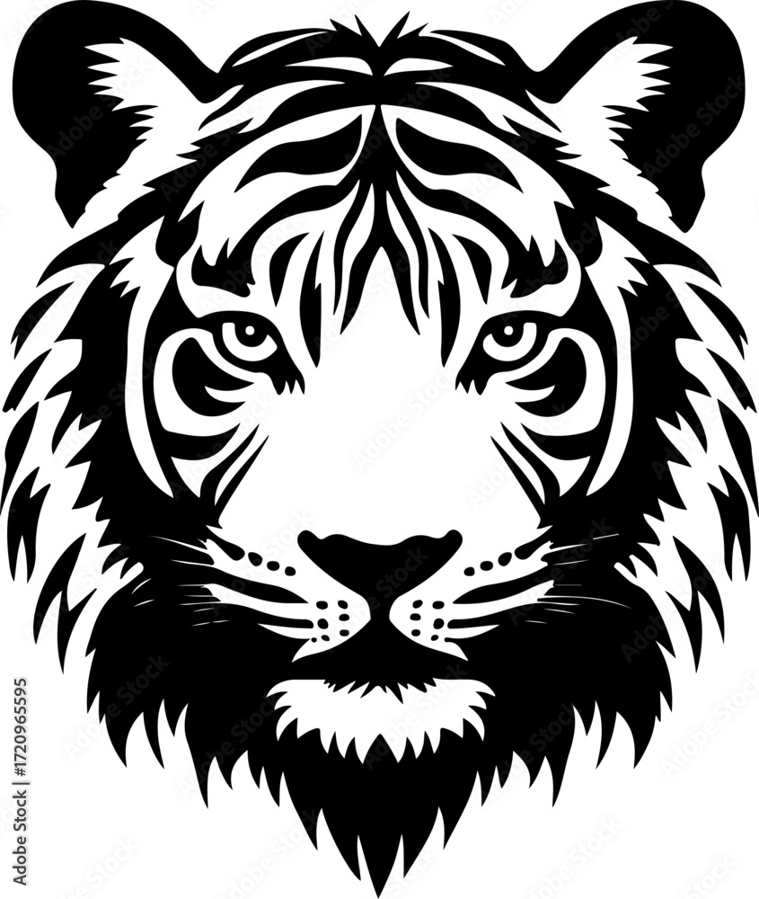 Obraz premium Tiger Head silhouette vector illustration