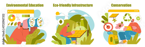 Environmental Education and Eco-friendly Infrastructure Illustration
