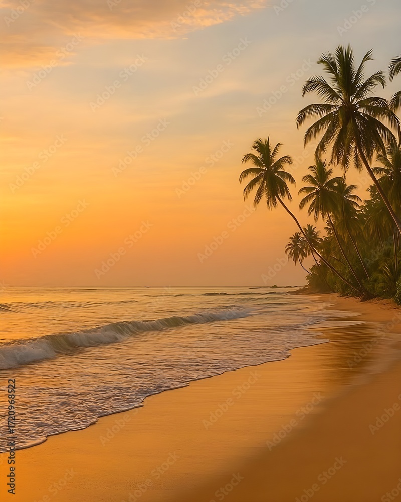 Fototapeta premium Sunrise on Coconut Palm Beach