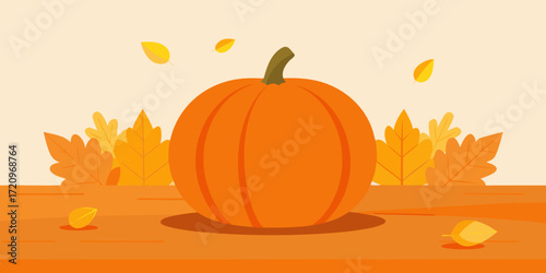 pumpkin with leaves