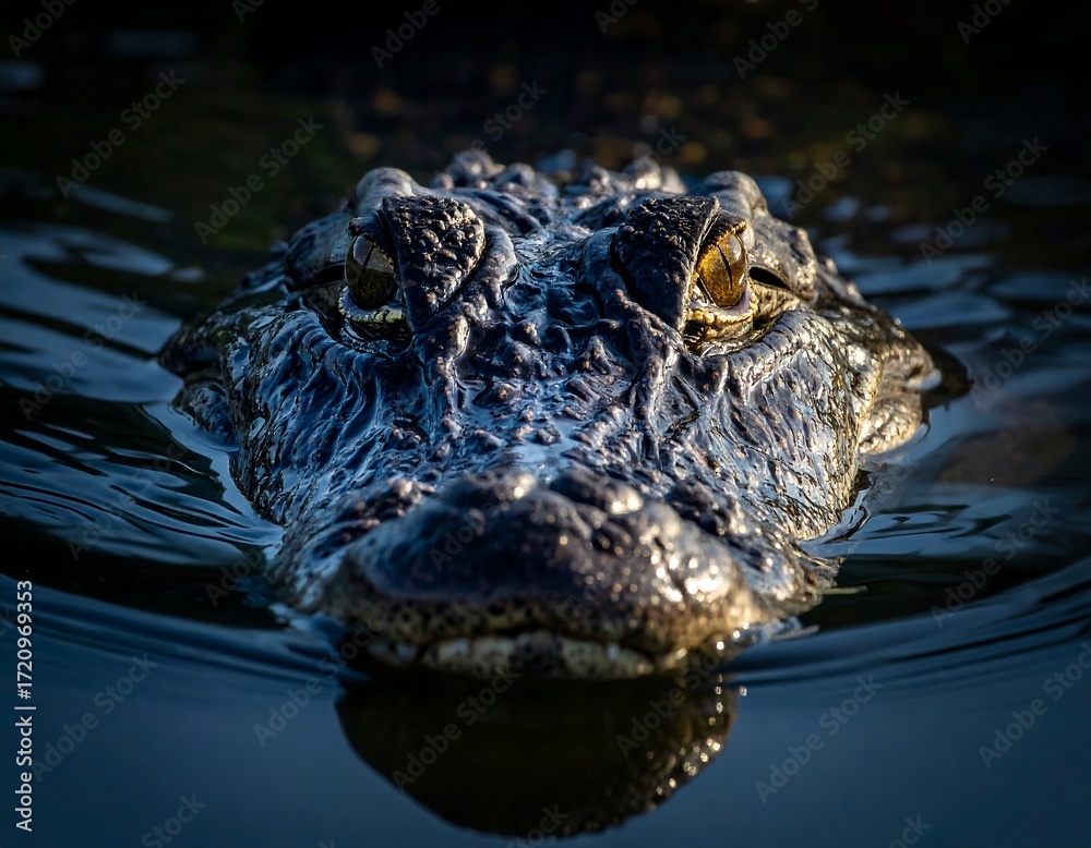 Obraz premium Close-up of alligator's head above water