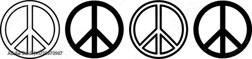 Peace symbol vector illustration. Black and white circle international peace icon for anti war or nuclear disarmament. american style vector.