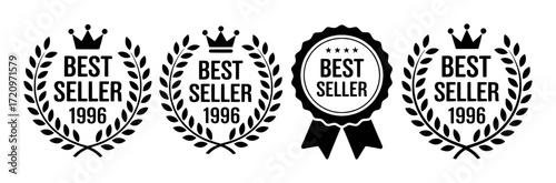 Collection of "Best Seller 1996" Badges and Seals with Crowns and Wreaths