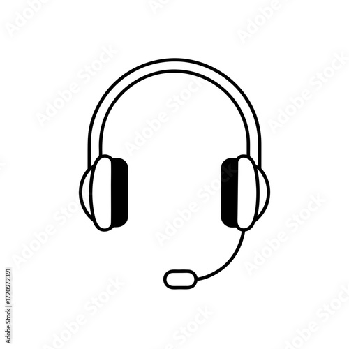 Headset with microphone on on transparent background