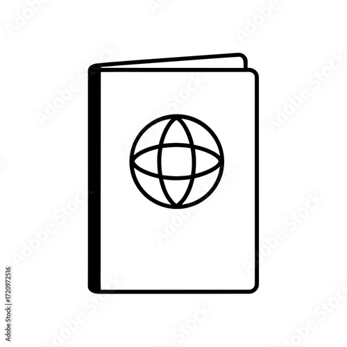 Passport with globe icon on transparent background