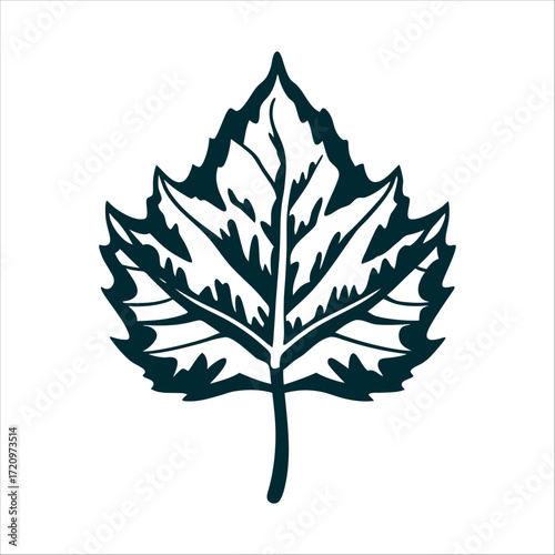 Oak Leaf Silhouette: Mountain Range Veins Greenery Day Midori no Hi Single oak leaf with veins forming a mountain range silhouette