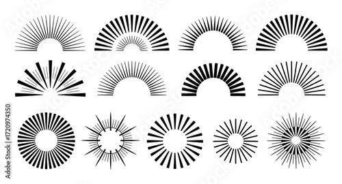 Collection of Sunburst and Radial Line Art Designs