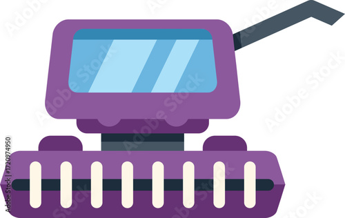 Combine harvester harvesting wheat in a field, flat icon design