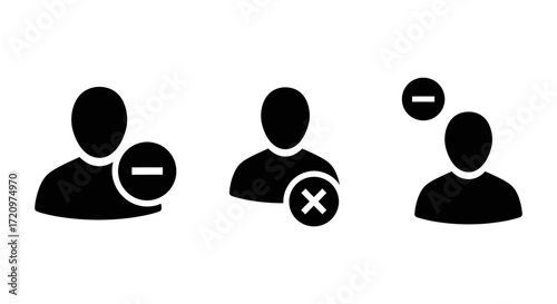 Icon Set Vector for User Removal Delete and Block Actions in Minimalist Style