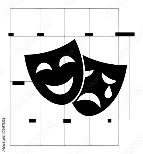 Iconic Comedy and Tragedy Masks Symbolizing Theater and Performance Art