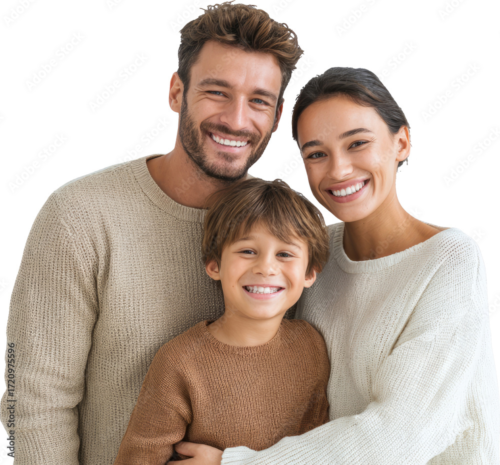 Fototapeta premium A Happy Family Hugging and Smiling, Enjoying a Wholesome Moment Together.