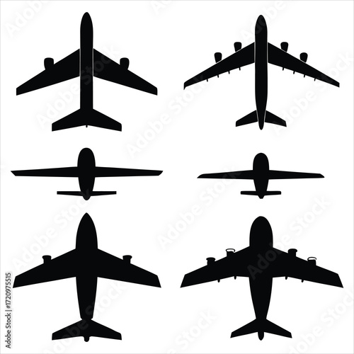 Black airplanes flying aircraft transport