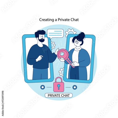 Creating a Private Chat Vector Illustration