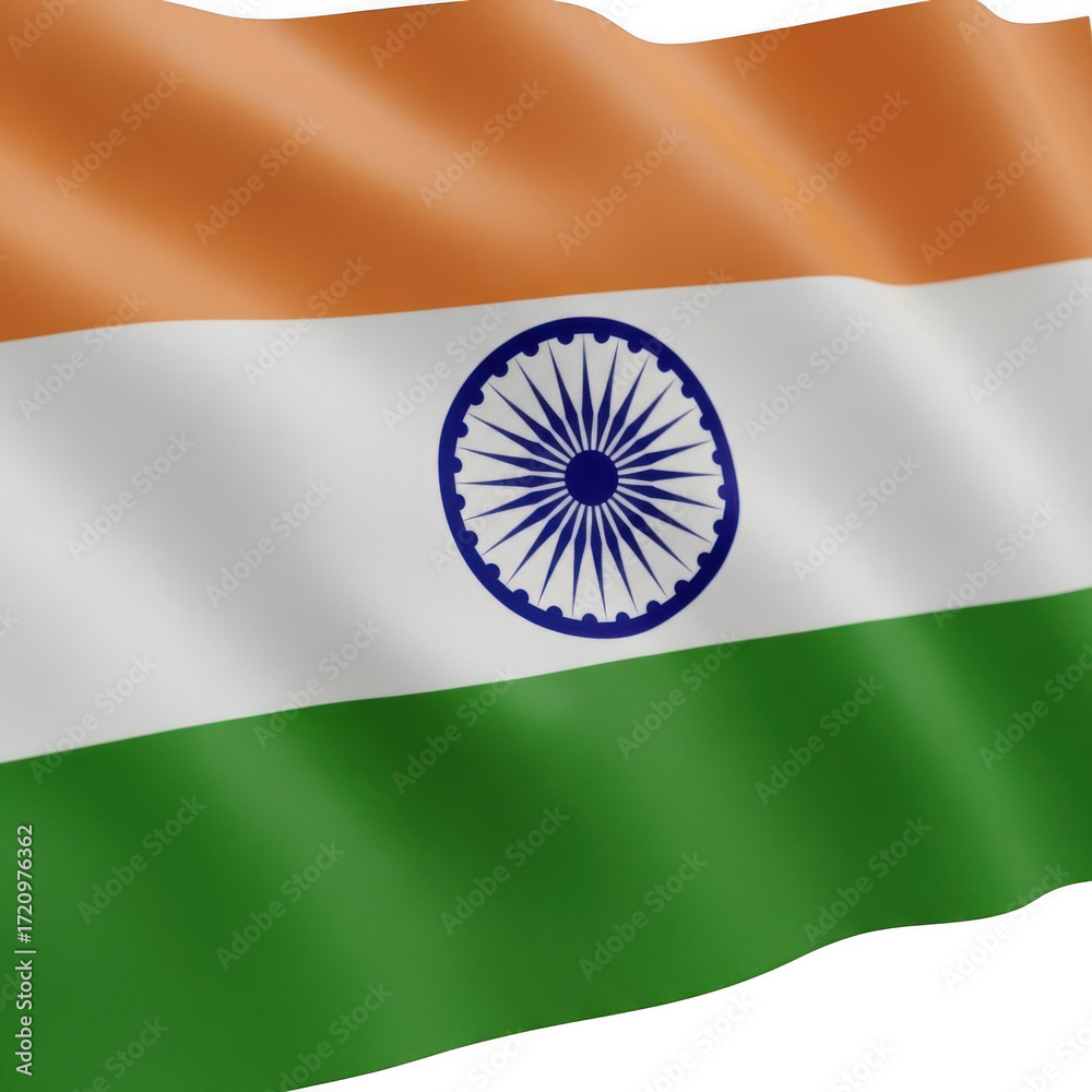 Obraz premium Indian flag waving national symbol isolated on transparent background