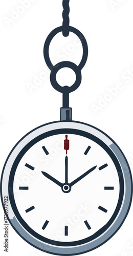 Minimalist Hanging Pocket Watch Vector Illustration – Elegant Retro Timepiece Icon