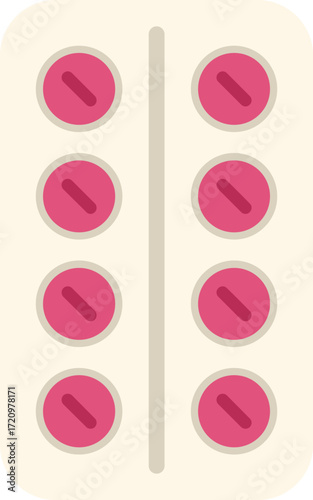 Blister pack containing round pink pills is shown with a white background