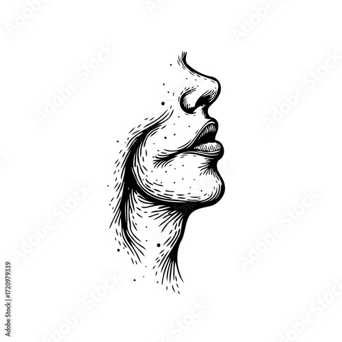 Monochrome human portrait with delicate lines and subtle textures creating timeless aesthetic
