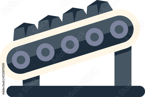 Conveyor belt transporting freshly mined coal for industrial use in a factory