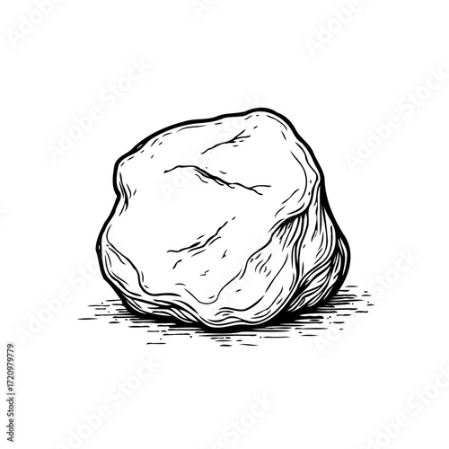 Monochrome rock formation sketch highlighting geological features, showcasing a raw and organic