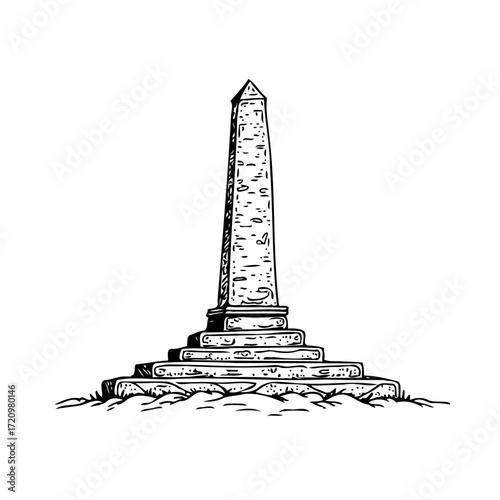 Monolithic structure etching showcasing memorial architecture with geometric forms and artistic