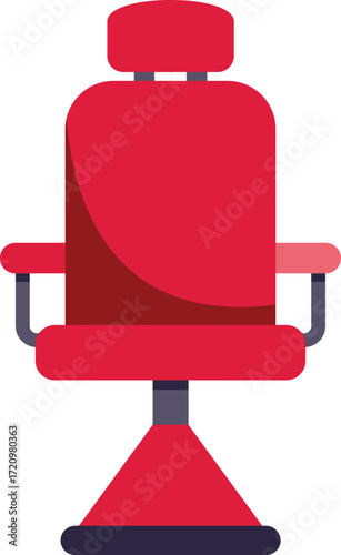 Red swivel chair with adjustable height and comfortable backrest standing on white background