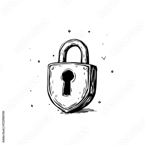 Secure Sketch: Hand-Drawn Padlock Illustrating Protection Privacy and Confidentiality on Digital