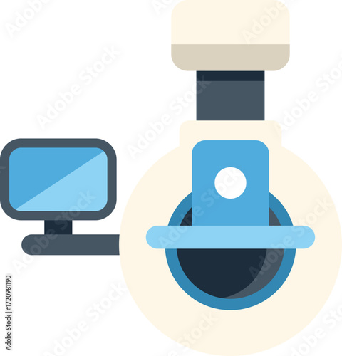 Medical tomography scanner detecting a body with modern equipment in hospital laboratory