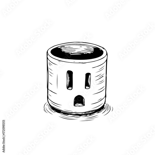 Simple electric outlet design featuring a minimalist black and white illustration with detailed
