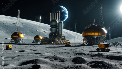 Lunar Power Plant and Mining Base
