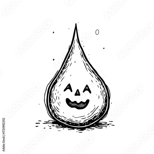 Spooky teardrop character illustration, bringing a touch of gothic celebration of all hallows eve