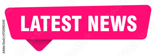 latest news magenta sticker isolated on transpatent background. latest news sign