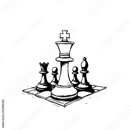 Strategic arrangement of chess pieces symbolizing leadership tactics and planning within a complex
