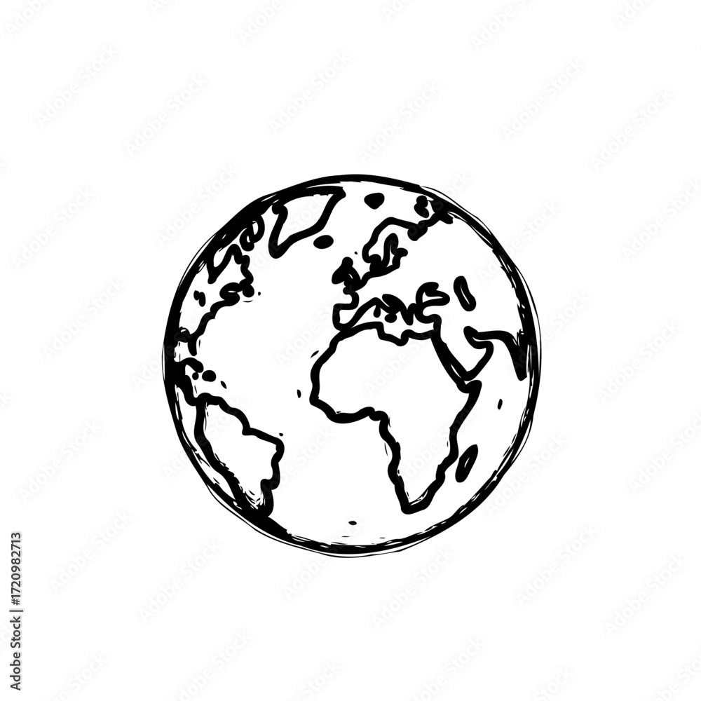 Obraz premium Stylized drawing of planet earth showcasing global connections and environmental awareness through
