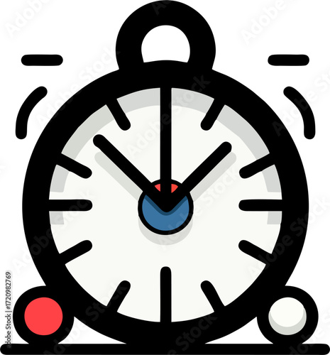 Minimalist Alarm Clock Vector Illustration – Modern Flat Icon for Time Management and Wake Up Reminder