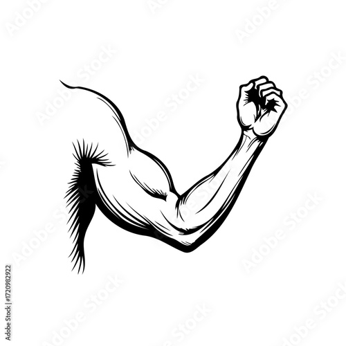 Stylized muscle arm illustration showcasing fitness strength depicting muscular bicep power