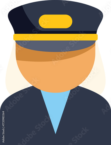 Faceless illustration of a female train conductor wearing a uniform hat