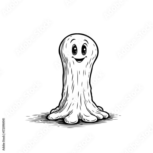 Whimsical cartoon ghost illustration perfect for Halloween decorations and children's