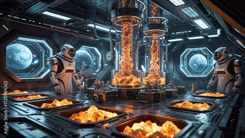 Futuristic Space Laboratory Refining Minerals