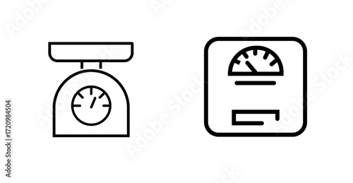 Scales icon set. Weight scale icon. Law scale icon. Justice

