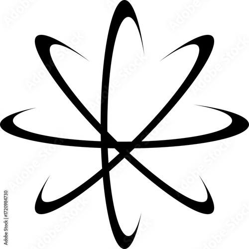 Abstract Black Swirling Lines Forming a Starlike Shape.